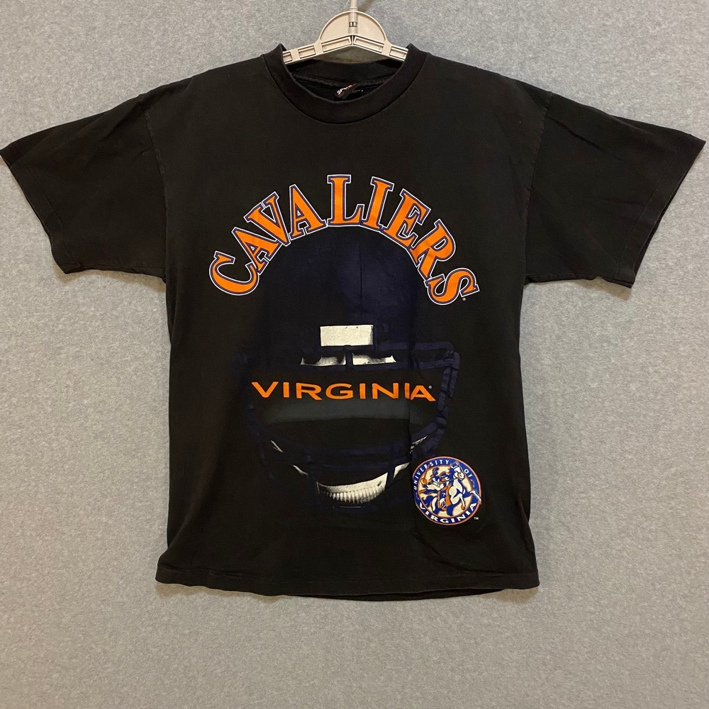 Virginia Cavaliers Adult L Football Shirt 100% Cotton Made in USA Hoos Vintage